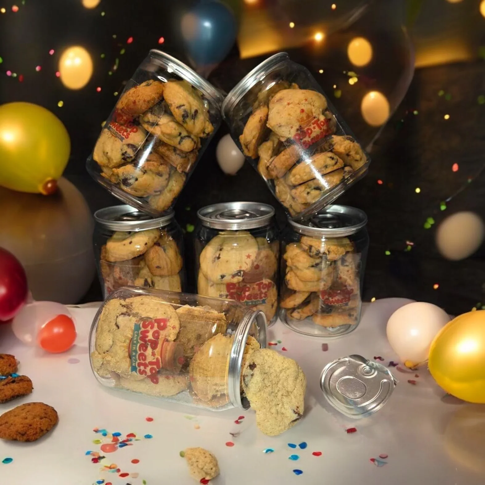 Mini cookies in a can