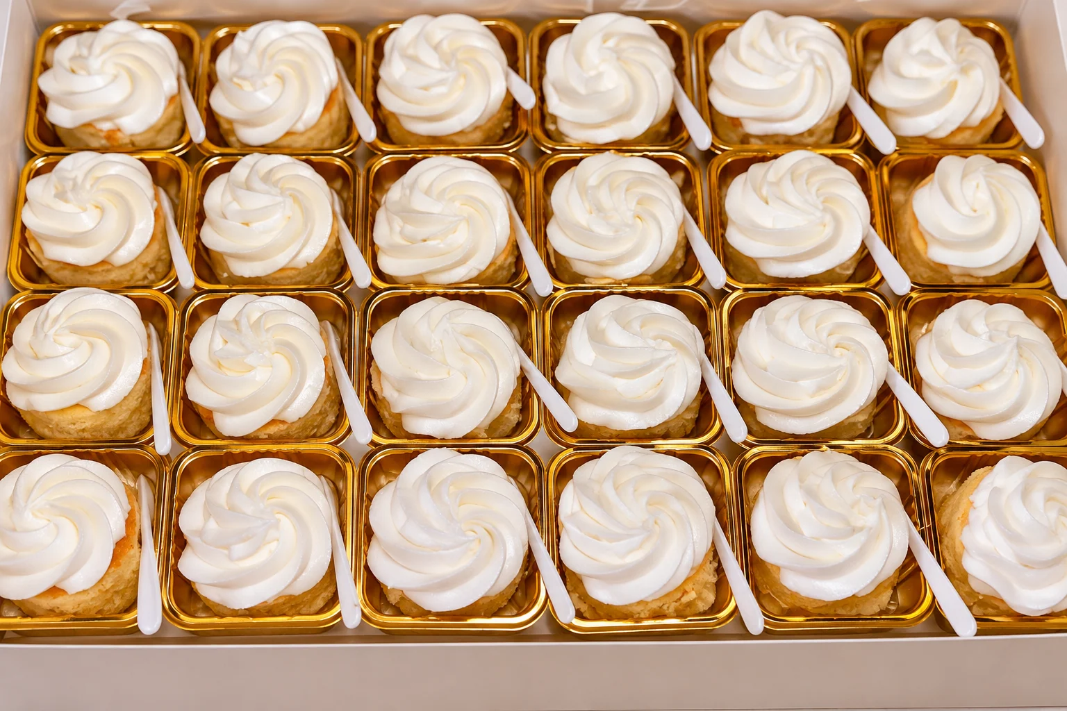 Chef Lucy’s own mini cupcakes with white swirled frosting